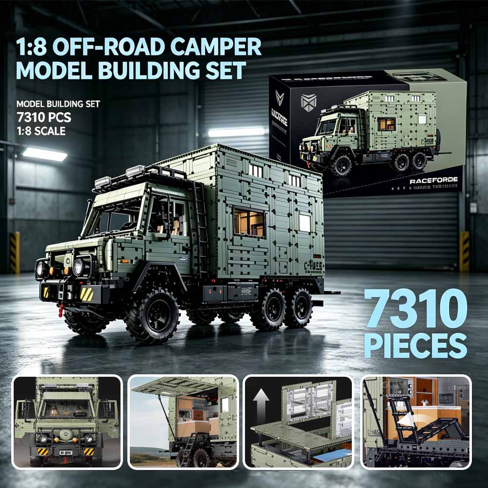 Heavy Equipment Truck - MOC Échelle 1:8 6x6 Camion-Camping-car Tout-Terrain